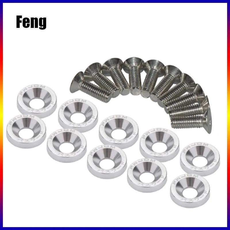 Universal JDM Fender Washers M6 Bolt Set Car Modification Gasket Screw Fender Bumper Engine Aluminum Concave Screws Hex Fastener