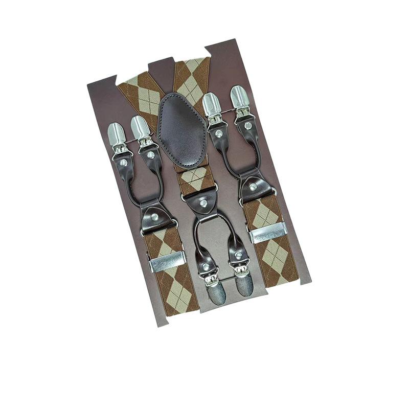 6 Clips Men'S Suspender Belt, Strap Thickened Elastic Belt, High-Quality Hardware Accessories