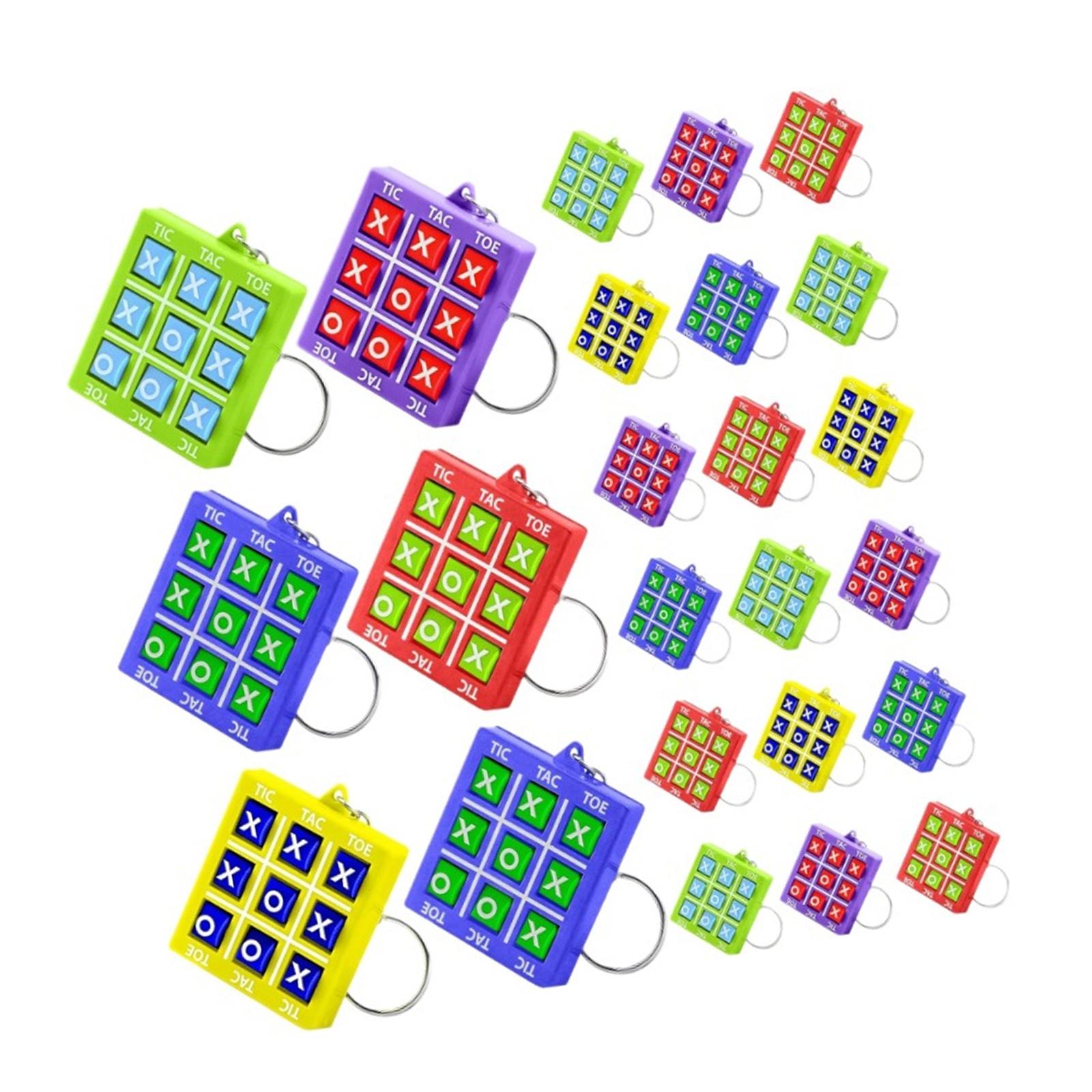 

24 Pieces Tiny Tic Tacs Toe Key Rings Portable Board Game Keychains Random Color Keyrings Charm Accessories 1