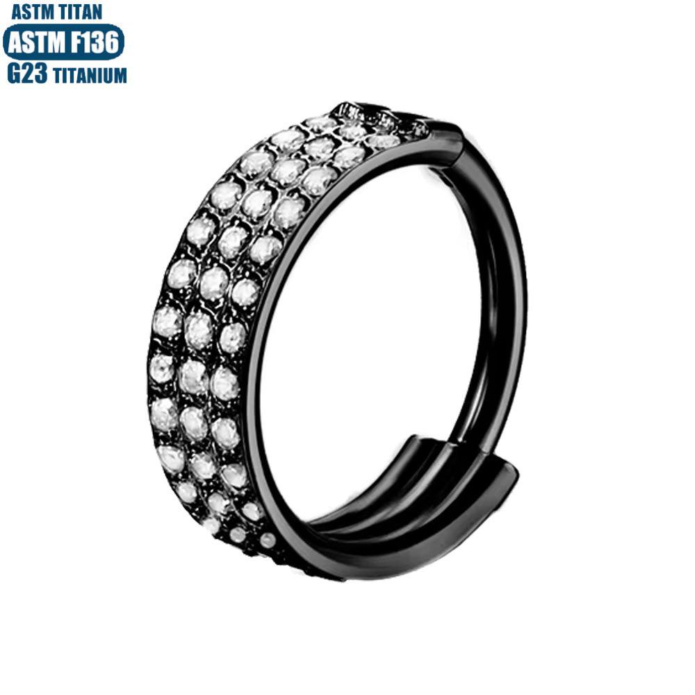 Titanium Seamless Septum Ring with Inlaid Rhinestone Earrings & Tragus Piercing Jewelry.