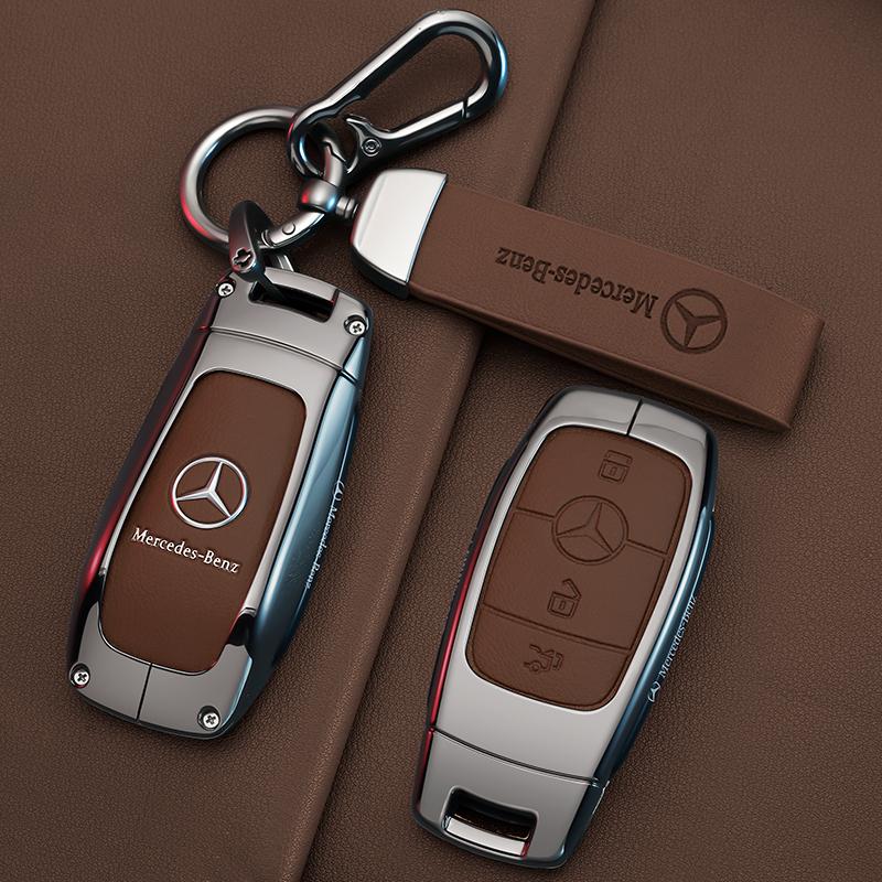 SFX1 Zinc Alloy+Leather Car Key Case Cover for Mercedes Benz 2021 C /S Class W223 W206 S350L S400L S450L S500L Protector