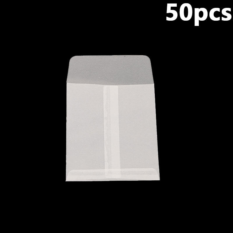 50pcs Mini translucent Flat Paper Bags translucent Envelopes Bags for Storing Photos Stamps Ring Earring Jewellery Coin Storage 50PCS