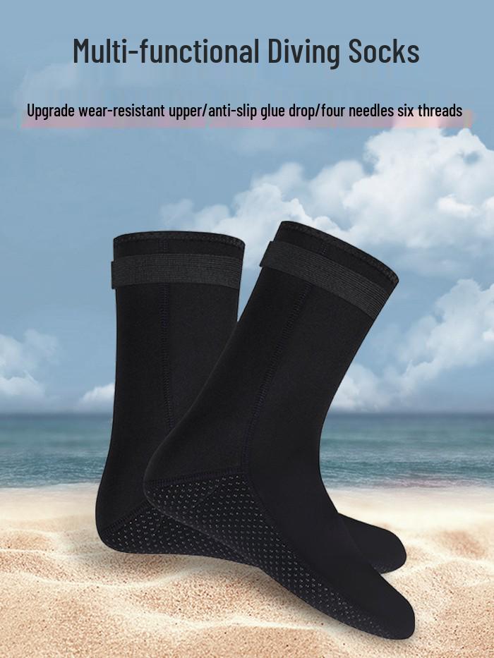 3.5mm Non-Slip Diving Socks, Warm Mid-Calf Sock Covers for Men & Women - Ideal for Surfing, Swimming, and Free Diving