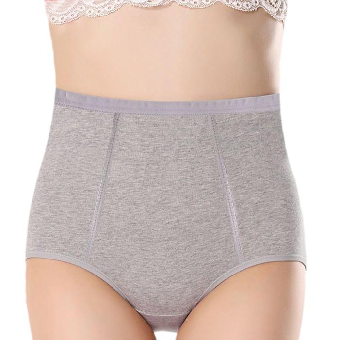 Plus Size Women's High Waist Pure Cotton Underwear - Belly Button Coverage for Middle-Aged & Elderly.