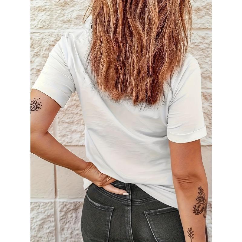 European Size Women's Casual Patterned Short-sleeved T-shirt- Leopard Print Combined with Glittering Heart-shaped Designs and Floral Embellishments