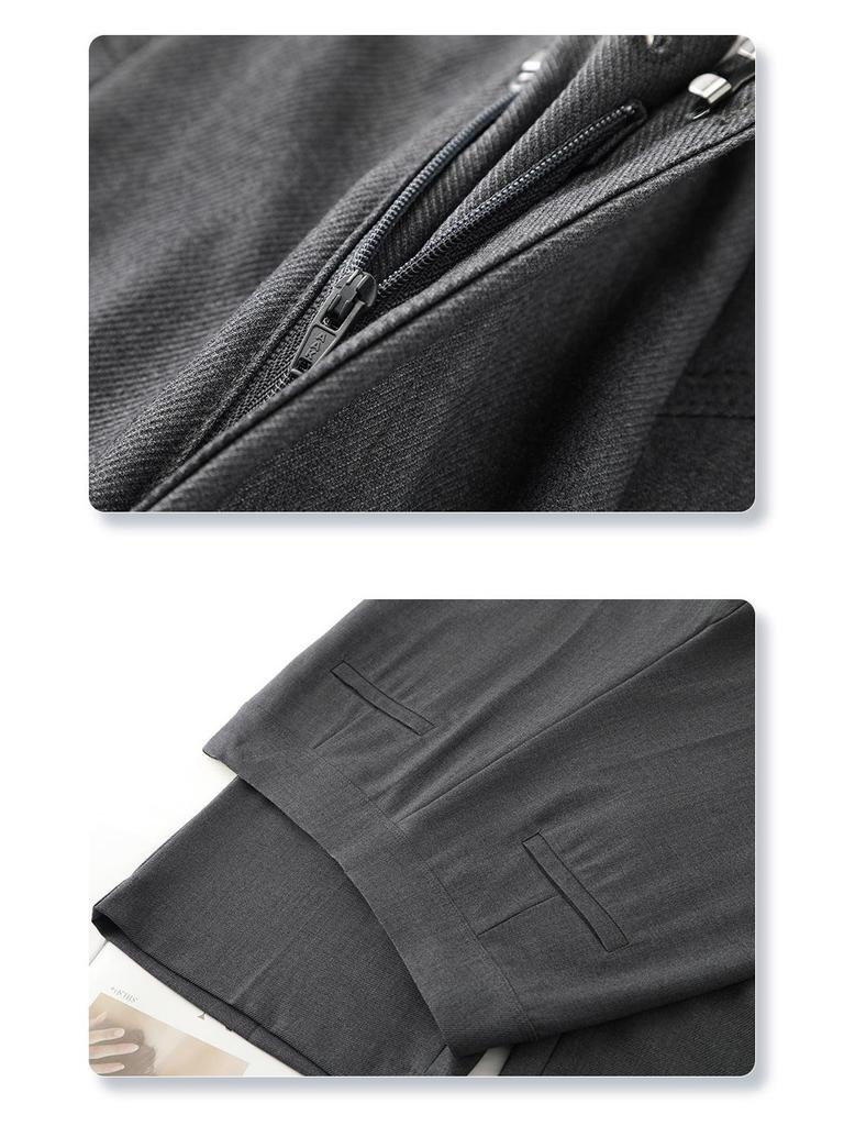Women's Gray Wide-Leg Drapey Pants - Spring 2025 High-End, Slimming Straight-Leg Trousers