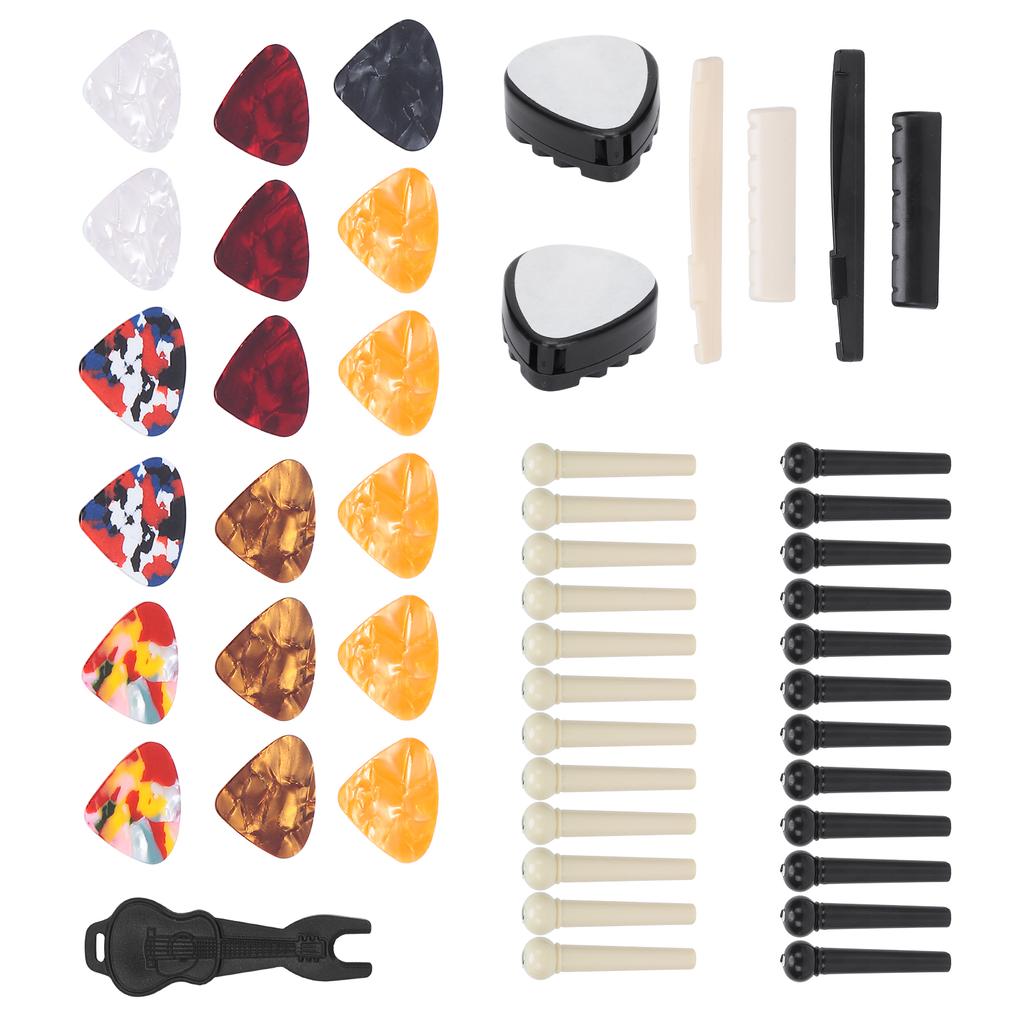 Guitar Accessories Set Bridge Pin Celluloid Picks Nuts Saddles Nail Remover Parts Replacement