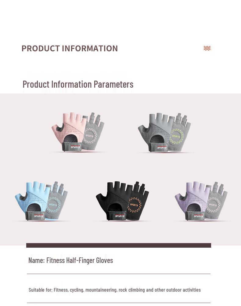 Dámské fitness rukavice bez prstů s protiskluzovou úpravou pro cyklistiku, shyby a cvičení s kettlebell