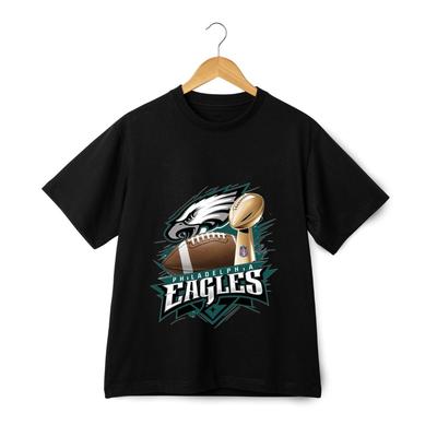 Camiseta Gráfica Philadelphia Eagles Troféu de Futebol Time Throwing Back Tee Camiseta Unissex