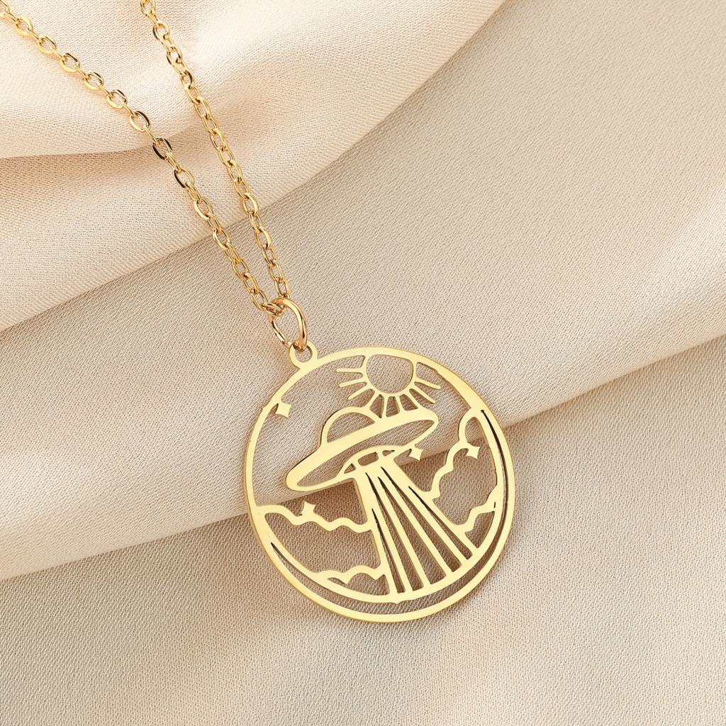 

Kinitial Exquisite and fashionable earring screws Ufo Sun Necklace Minimalist Jewelry Ufo Love Gift birthday gift for loved ones