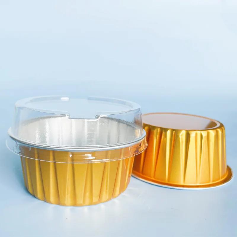 50Pcs Foil Ramekins Cupcake Baking Cups Holders Cases With Lid,Aluminum Foil Cupcake Liners,Muffin Liners Cups With Lid