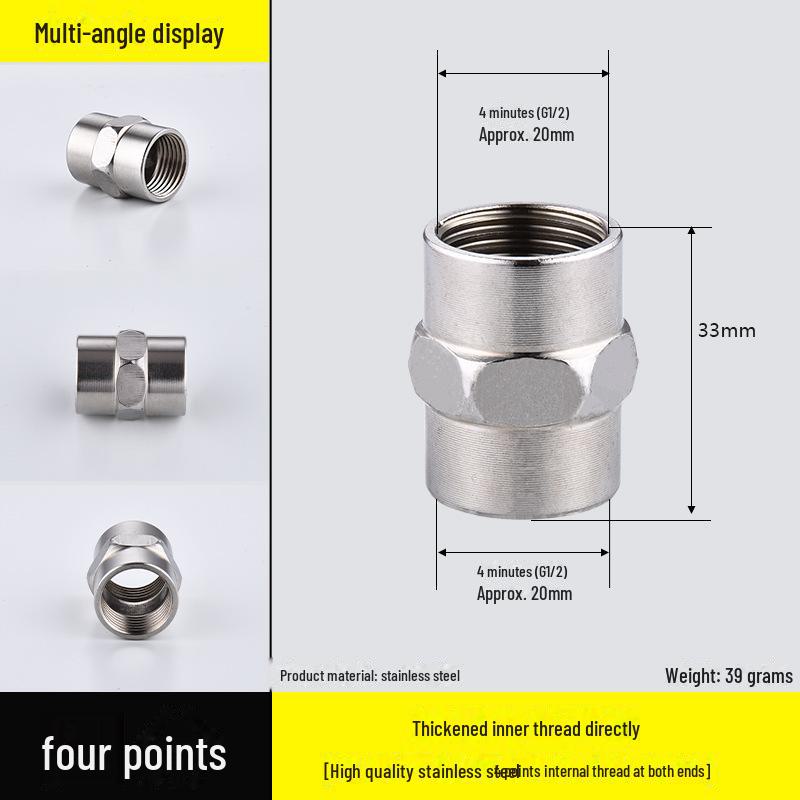 Four-Way Stainless Steel Inner and Outer Thread Elbow Reducer for Water Pipes