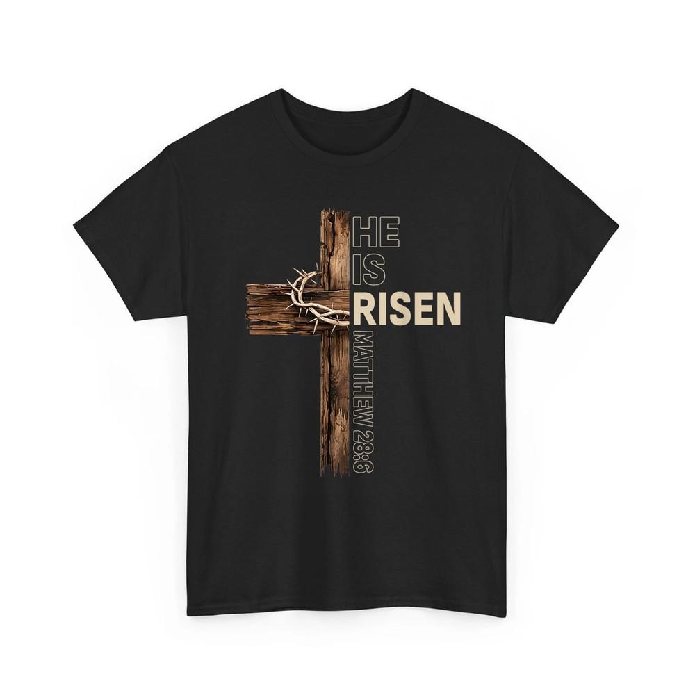 He is Risen Cross Jesus Happy Easter Christian Men Women TShirt Unisex T-Shirt M