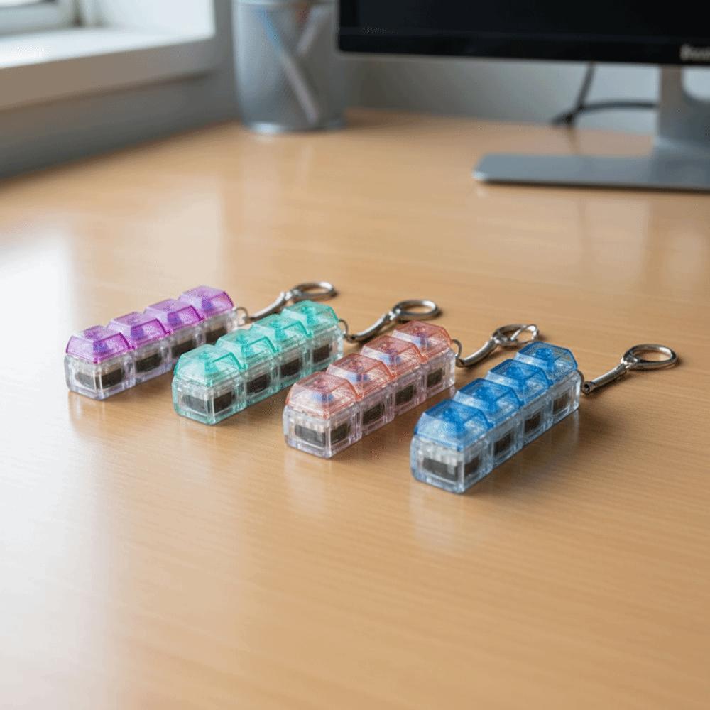 Funny Fidget Keyboard with LED Transparent Shaft Decompression Keyboard  Pass Time