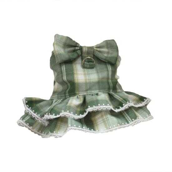 Pet Leash Set Bowknot Decor Traction Hook Pleated Hemming Comfy Round Neck Dog Outfit