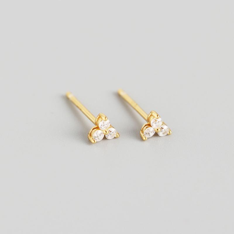 925 Silver Inlaid Crystal Geometric Clover Stud Earrings Light Luxury Mature Glamour Women Jewelry Accessories