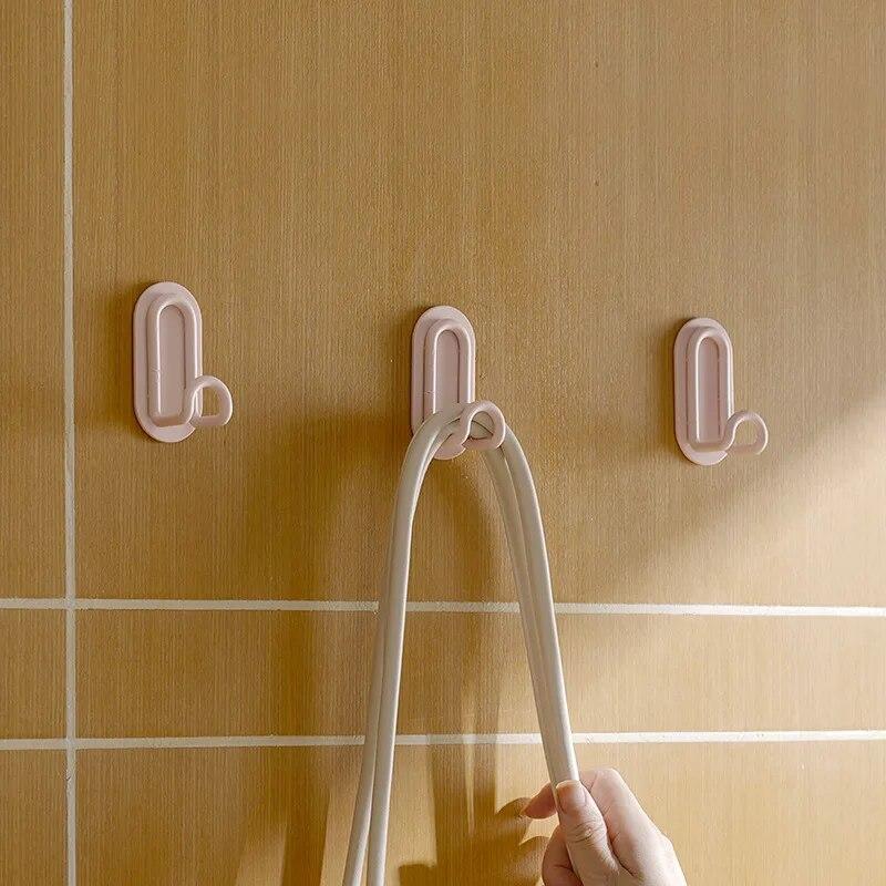 Punch-free Metal Hook Strong Adhesive Wall Hook Door Back Wall Bathroom Kitchen Key Holder Seamless Clothes Hanger Hook