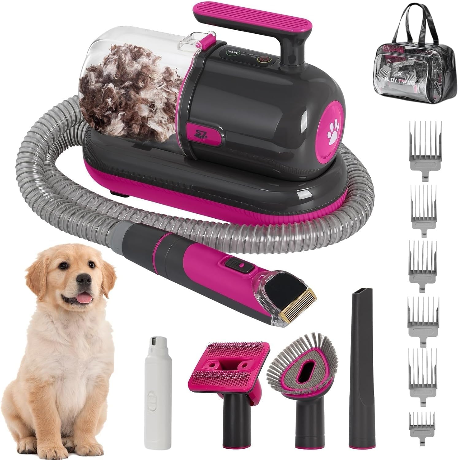 

Hiweld Multifunctional Dog and Cat Grooming Device with Brush and Vacuum Electric Clippers with Vacuum Low Noise 7-in-1 & Beginner-Friendly