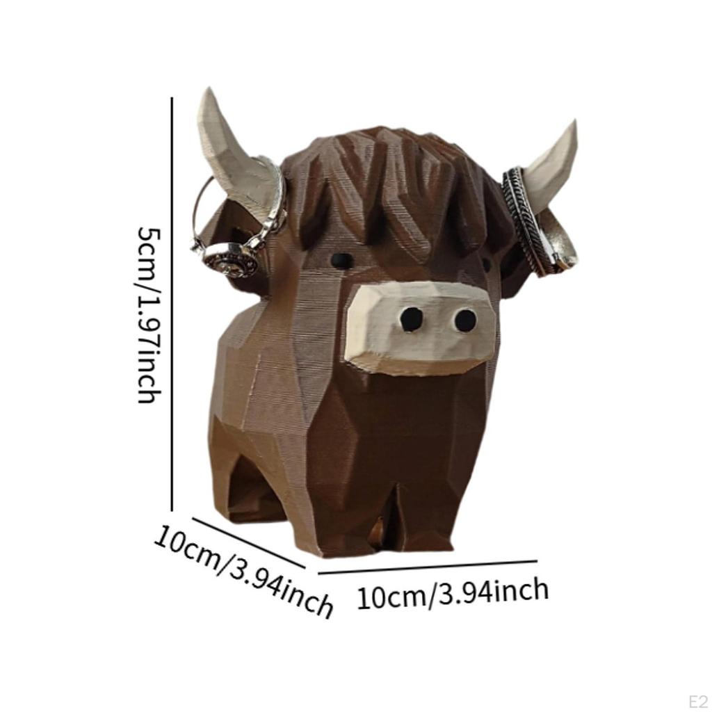 Cow Statue Rings Display Holder Collectible Desktop Decor Storage Stand Jewelry Organizer for