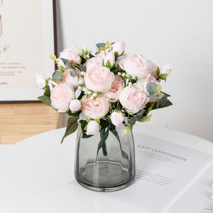 30CM Artificial Flowers Silk Peony Bouquet Festival Vases for Decoration Craft Home Garden Living Room Wedding Accessories Props