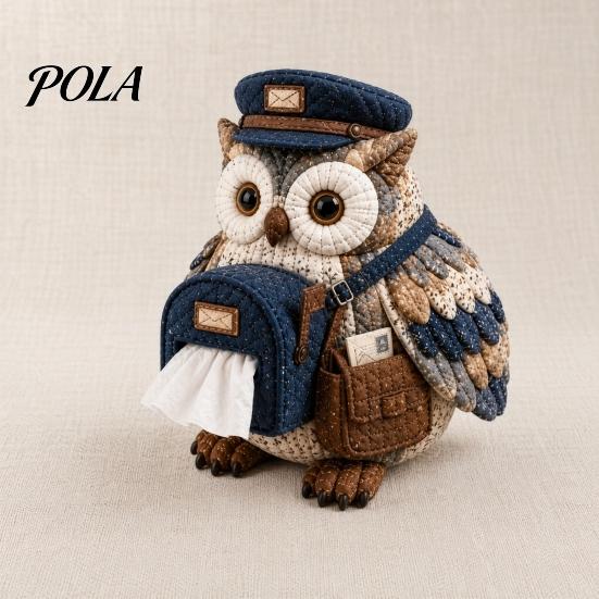 Woodland Animal Decor DIY Tissue Box Cover Kit, Owl Shape, Soft Textures Patchwork Easy Sewing Project Kit Handmade for Handicraft Enthusiast
