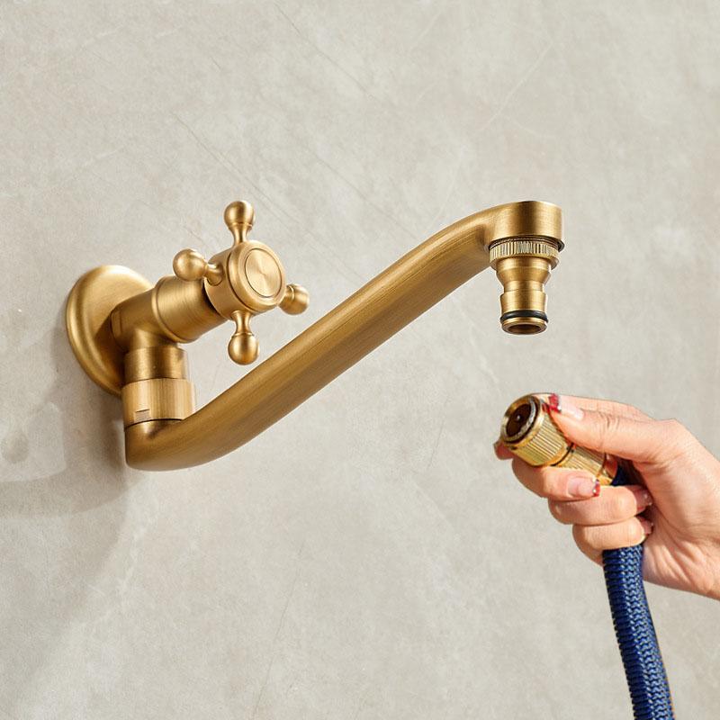 Longer Garden Faucet Spout Bathroom Basin Faucet Single Cold Mop Faucet Antique Outdoor tap Solid Brass