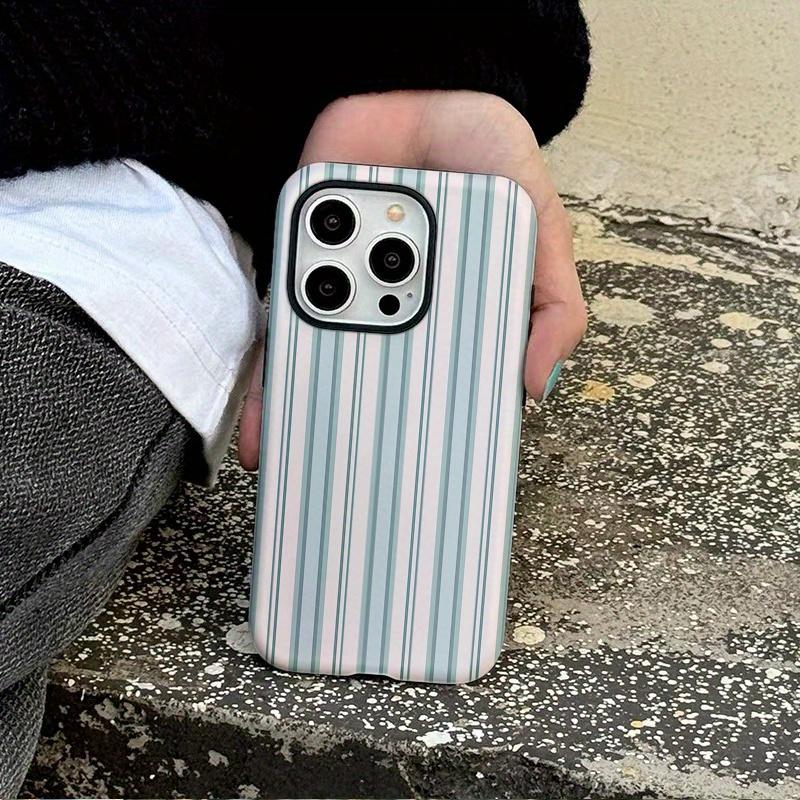 Elegante Custodia a Strisce per iPhone 17 16 15 14 13 12 11 X XR XSMAX 7 8 Air Pro Max Plus Lusso Cover Posteriore a Doppio Strato