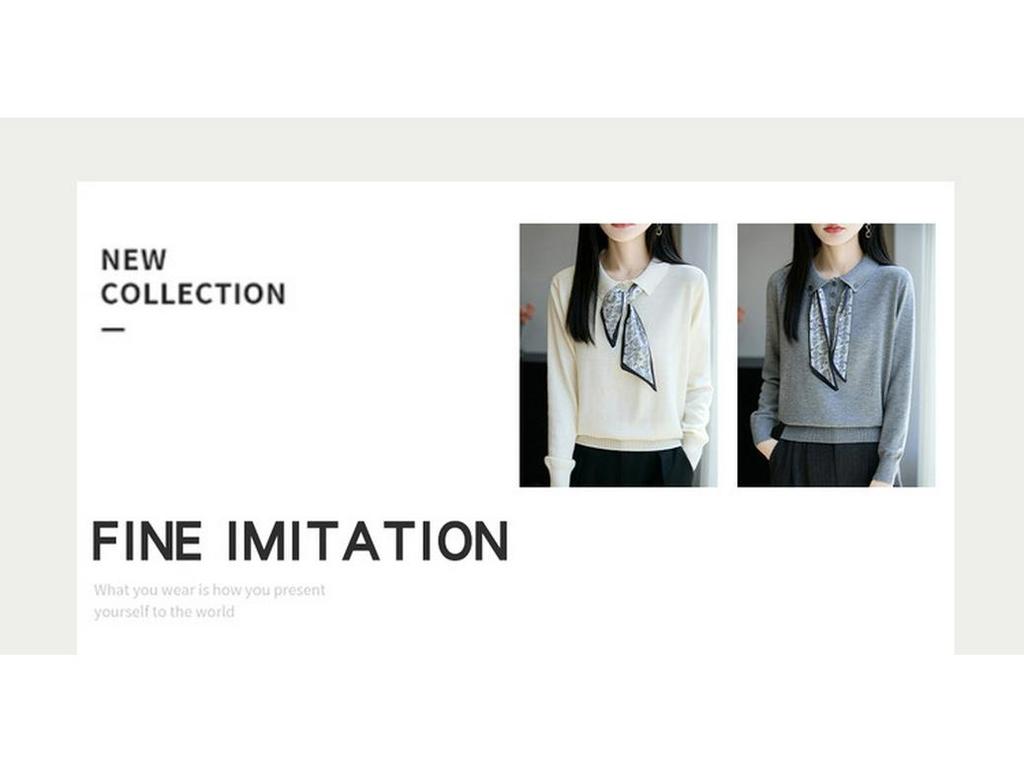 Silk Polo Collar Long Sleeve Shirt - 2025 Autumn Women's Wool Knitwear