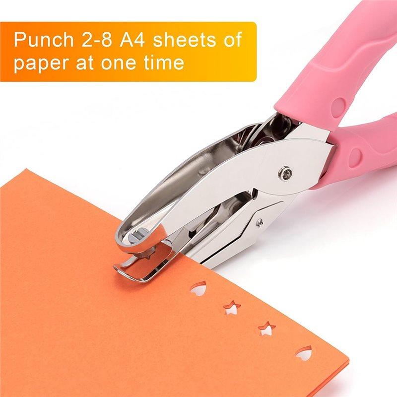 2025 Trend Handheld Hole Paper Punch Kit 4 Pcs Single Hole Punch Round Heart Star Punch Rubber Handled