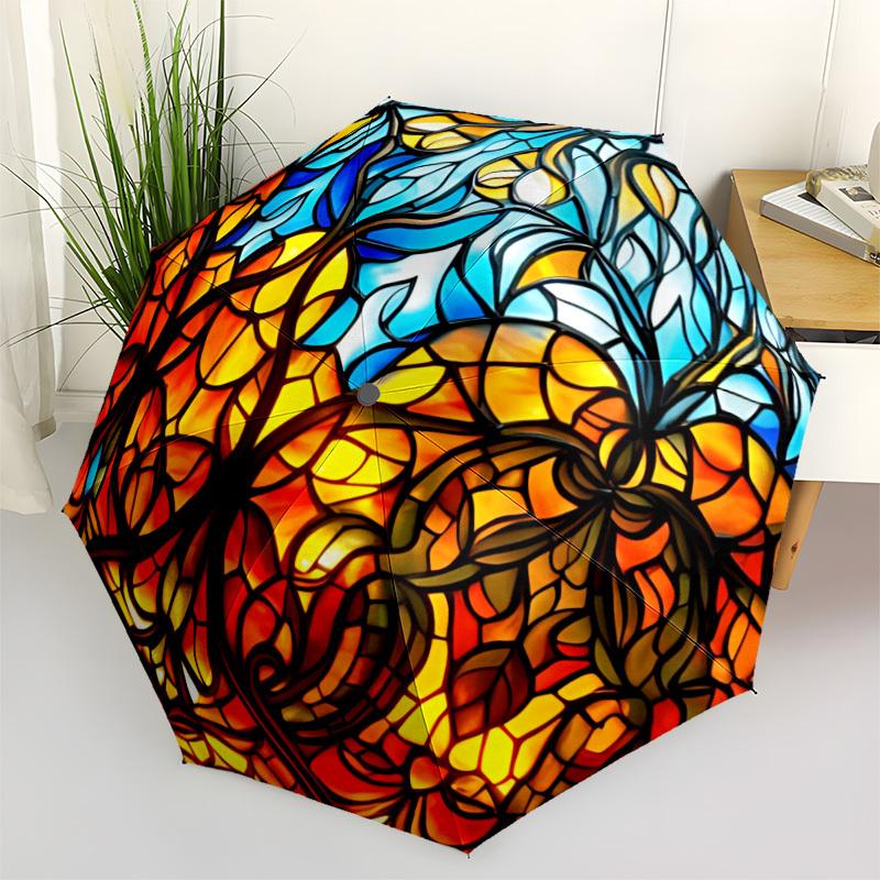 1pc Stained Glass Sphere Fashionable Auto Opening/Closing Folding Umbrella with 8 Bones, Windproof Portable, Daily Use209