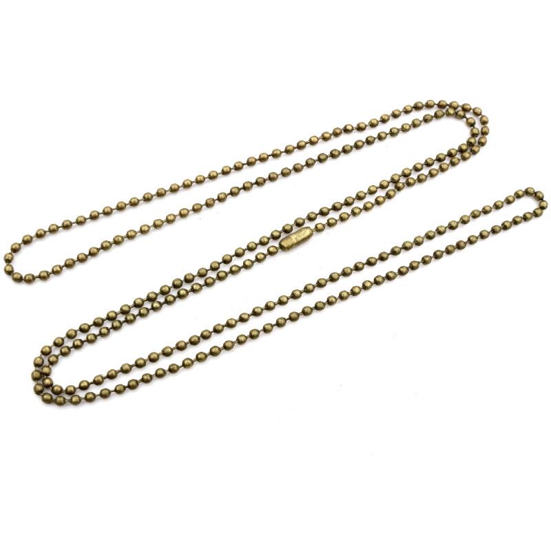 5pcs 1.5 2.0 2.4mm Length 65cm Gold Bronze Silver Colors Plated Ball Beads Chain Necklace Bead Connector For Charms Base Tray
