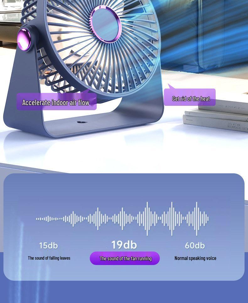 Compact Ultra-Quiet Rechargeable Desktop & Wall-Mount Fan for Office, Dorm, and Classroom Cooling