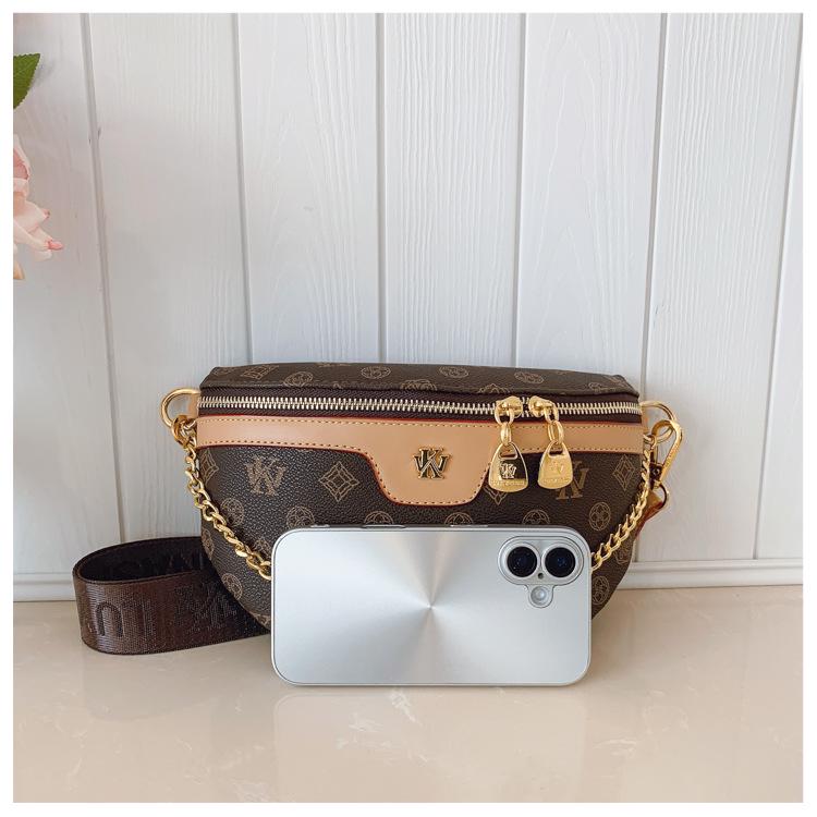 2025 Women's Versatile Chest Bag: Trendy Color Block Crossbody with Chain