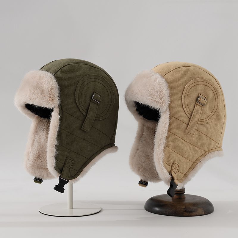 Winter Thickened Northeast Lei Feng Hat Male Pilot Hat Wind Cold Ear Protector Hat Winter Couple Cycling Warm Men and Women