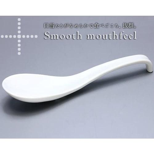Set of 3 Japanese-Made 16cm Smooth White Mino Ware Spoons, Ceramic, Dishwasher Safe, with Stopper, for Commercial Use