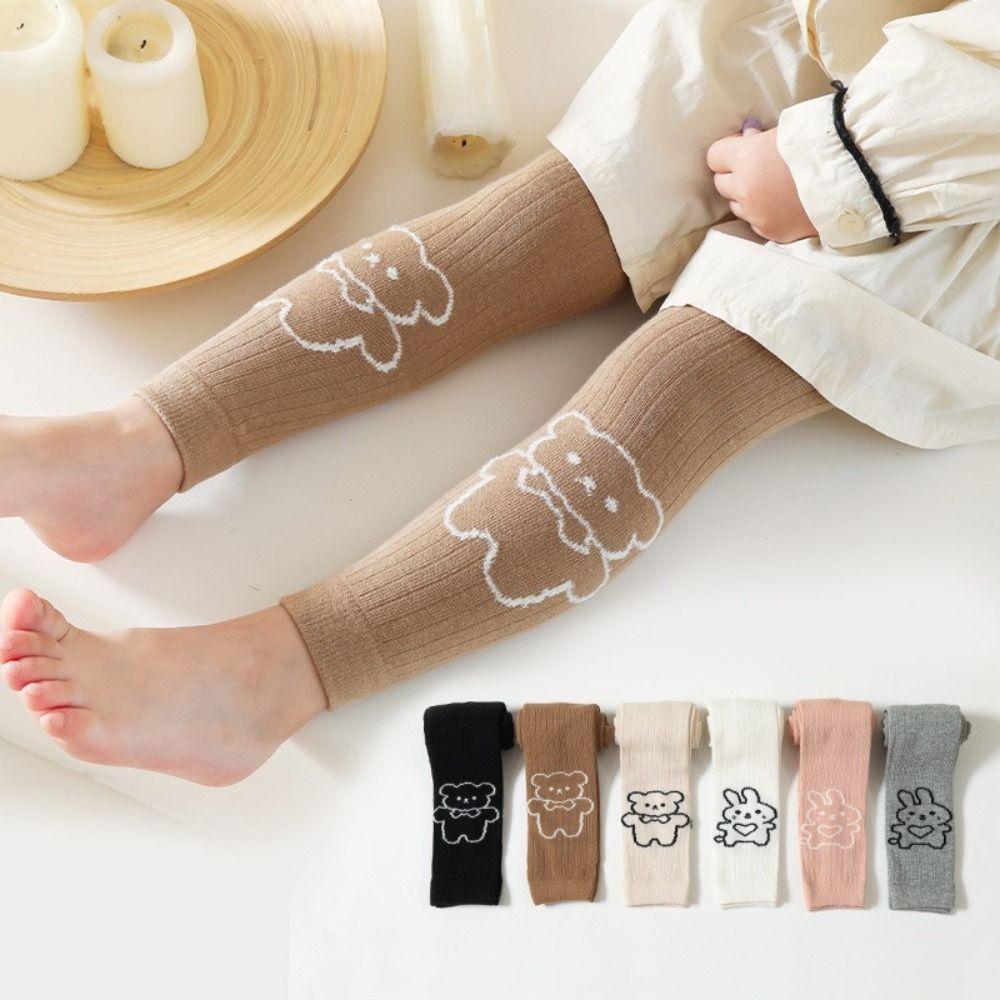 Cartoon Bear Children's Cropped Pants Elastic Waist Kids Skinny Pants  Spring Autumn