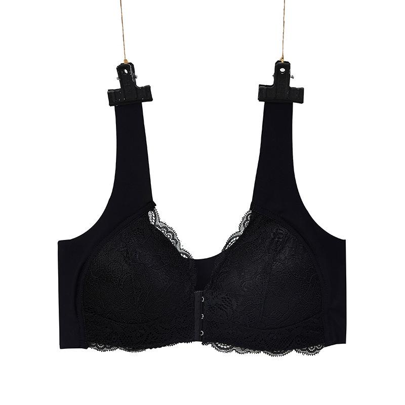 Lace Seamless Plus Size Front Buckle Wireless Bra - U-Shaped Back, Thin and Comfortable Nursing Bra