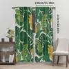 2pcs Palm Leaf Print Rod Pocket Curtains, Woven Polyester Pongee, Semi-Sheer Roller Embossed Drapes, Contemporary Style, Machine