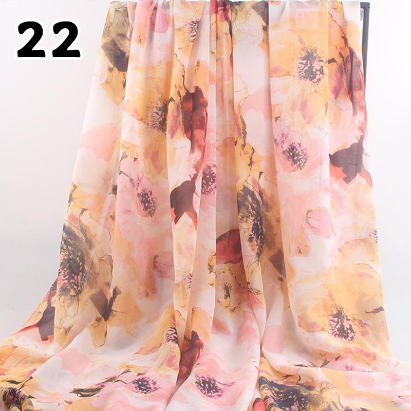 1M 75D Retro Flower Chiffon Fabric Breathable Thin And Light Draped Fairy Designer Fabric For Diy Sewing Summer Dress Shirts