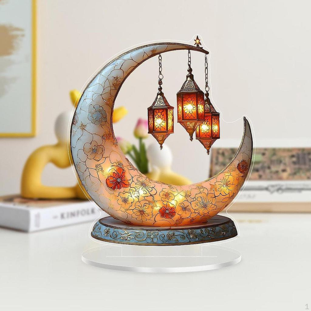 Eid Mubarak Night Light Ramadan Moon Acrylic Desk Lamp for Home Islamic Festival