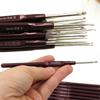 16pcs Brown Sweater Weaving Needles Kit, Thin Head Crochet Hook Set, Sizes 0.5mm-2.5mm Ideal for Sweater & Blankets & Doll Craft