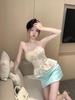 Women's French Floral Hollow-Out Bandeau Vest - Slimming Summer Chic Backless Top