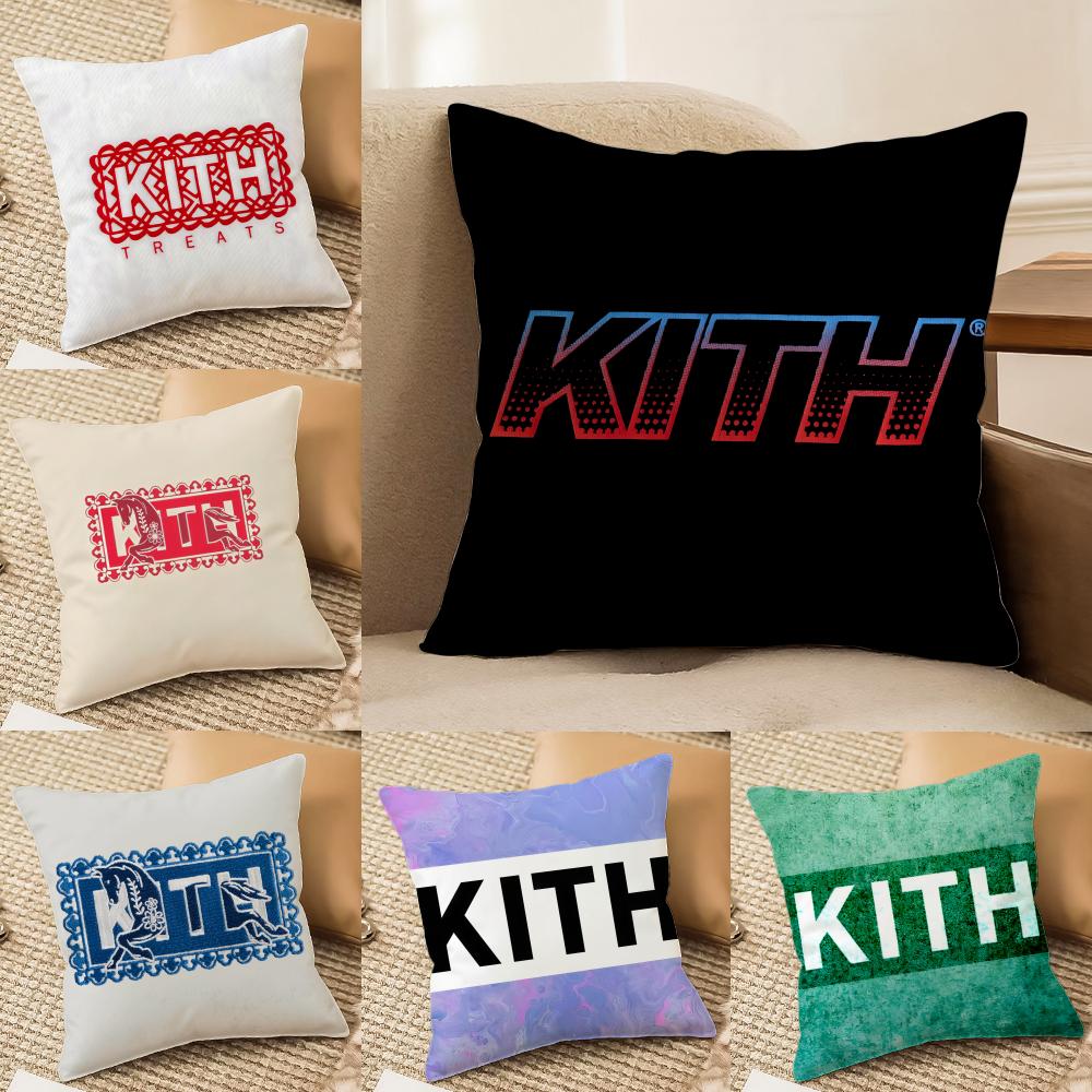 Classic Logo KKITH Cushion Cover Short Plush Doublesided Print Square Throw Pillow Covers Sofa Home Cushion Decor