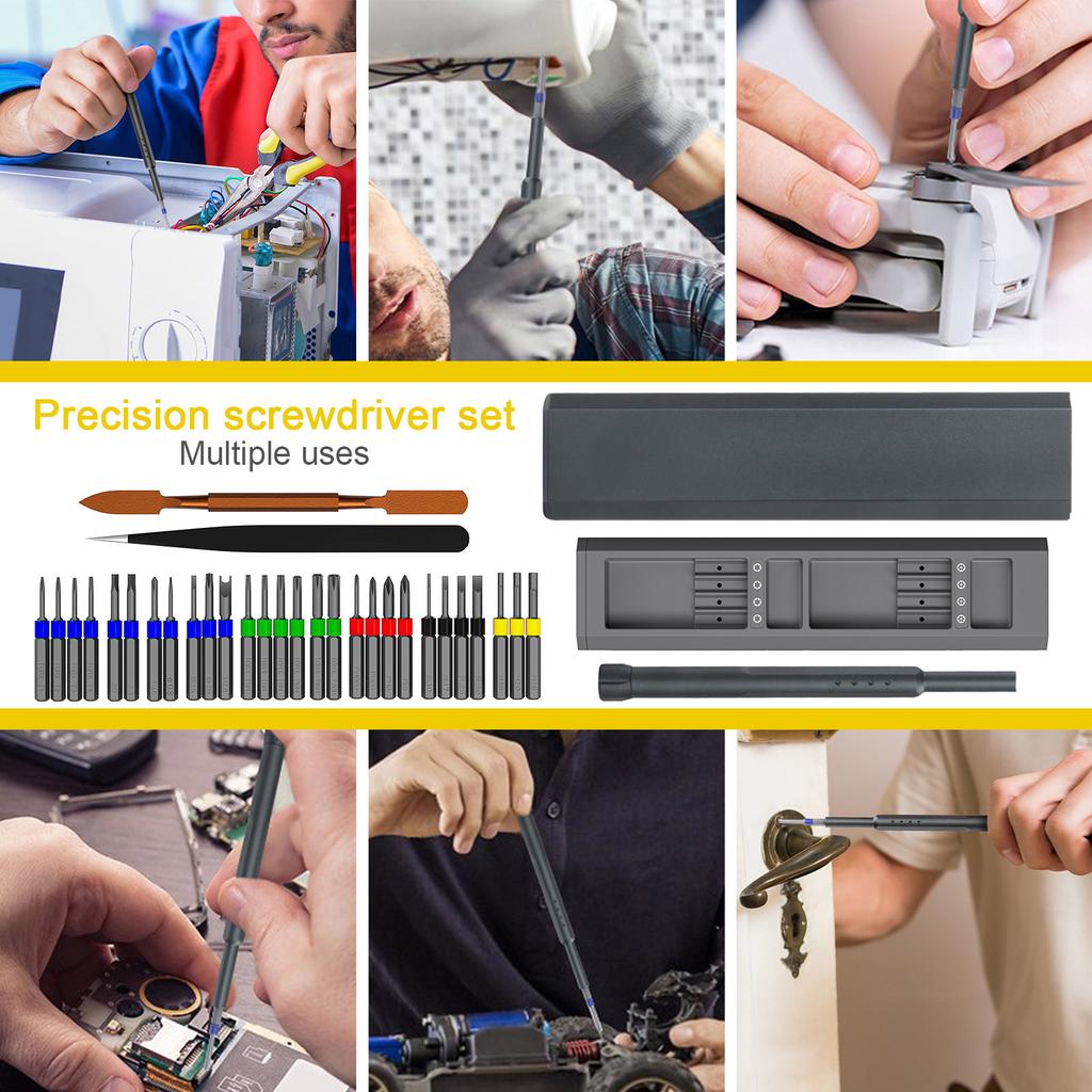 Präzisionsschraubendreher-Set mit mehreren Bits für Elektronikreparatur / Wartung kleiner Geräte / Inklusive langlebigem Aufbewahrungskoffer