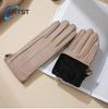Lambskin leather Gloves for Women Winter Warm Plus Fleece Thickening Locomotive Windprorop Training Thickened Protection Cycling