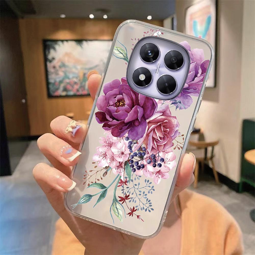 Butterfly Flower Rose Artistic Marble Oil Painting Phone Case For Xiaomi Redmi Note 15 Pro Plus 15 15C 14C Leopard Clear Cover