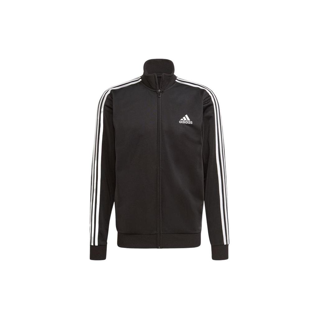 Adidas Three Stripe Casual Sports Solid Color Logo Long Sleeve Set Men sets Black GK9651