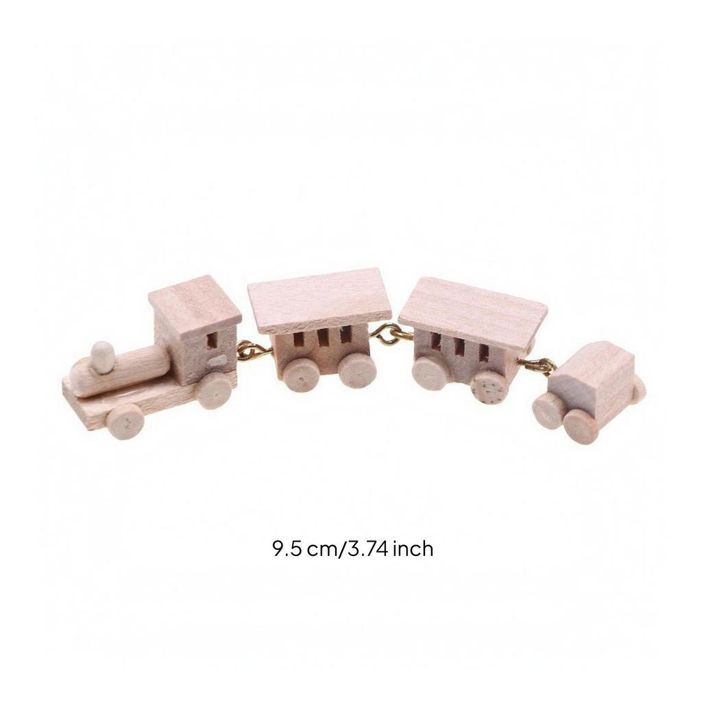 Miniature Wooden Train with Carriages Space-Saving Set