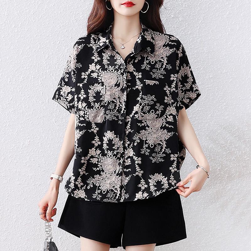 Elegant Floral Retro Printed Women's Shirt