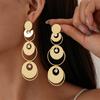 Metallic Glossy Zircon Geometric Round Silver Needle Earrings Personalized Exaggerated Earrings